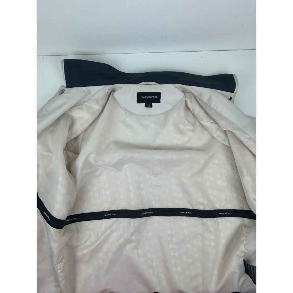 London Fog Rain Jacket Womens Large Zip Snap Lightweight Beige - Picture 12 of 16